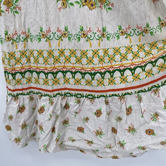 Fig & Flower Size Large Floral Print Linen Blend Short Sleeve Midi Dress Prairie - Picture 10 of 16